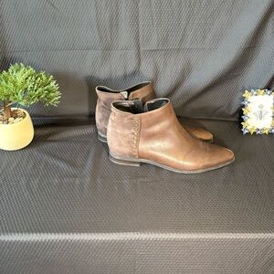 Nine West Brown Leather Ankle  Boots
